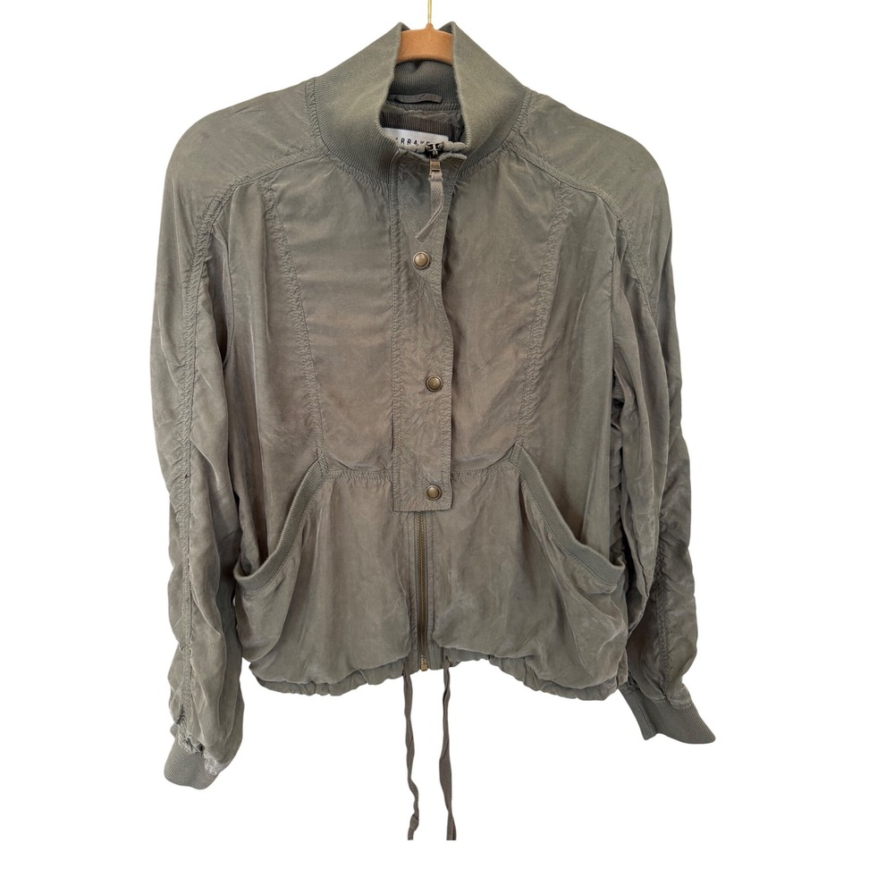 Marrakech Anthropologie Draped Cupro olive‎ green jacket medium crop